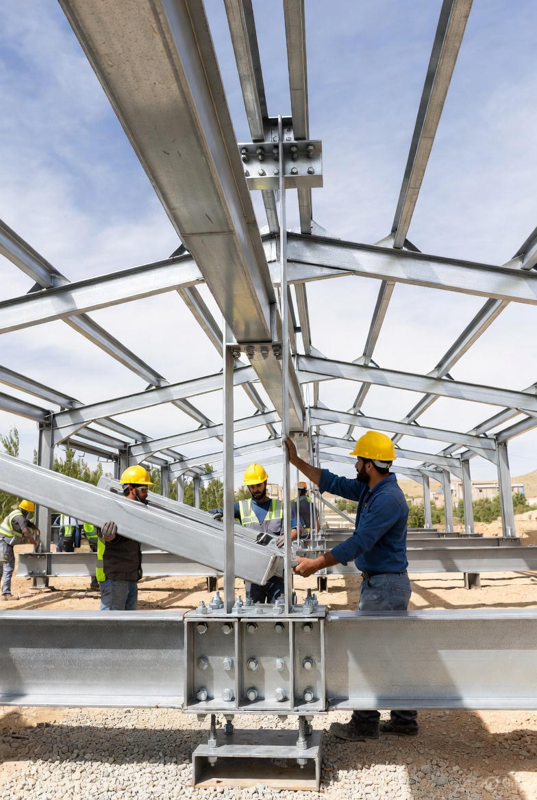 نصب اسکلت فلزی پیچ و مهرهای: راهنمای گام به گام اجرایی با چکلیست و گارانتی ۱۰ ساله