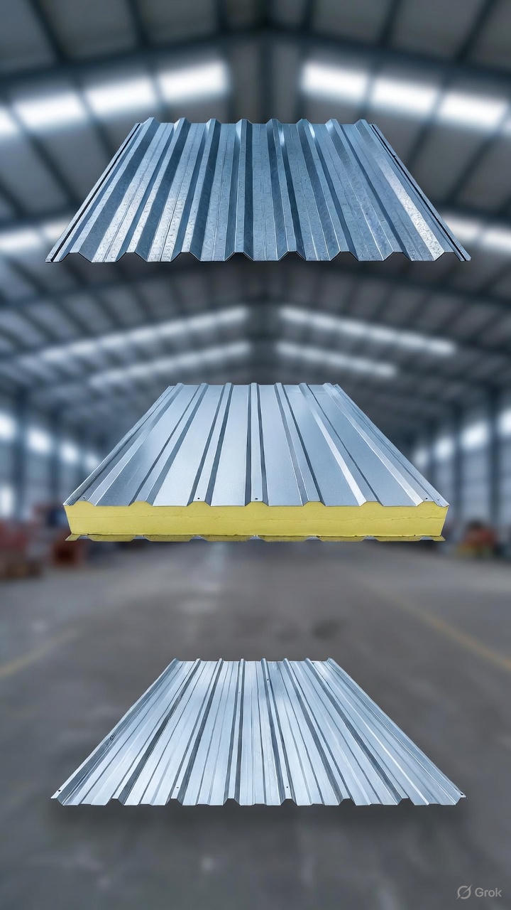 مقایسه ورق گالوانیزه با ساندویچ پانل و عرشه فولادی برای سقف سوله (به‌روزرسانی ۱۴۰۴)